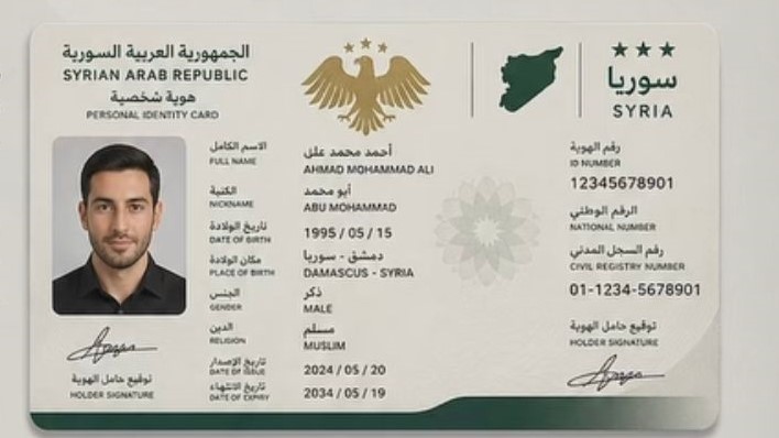 هذه الصورة مفبركة وليست للهوية السورية الجديدة 