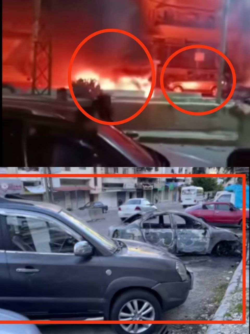 مطابقة تظهر السيارة التي جرى إحراقها أثناء الاعتداء