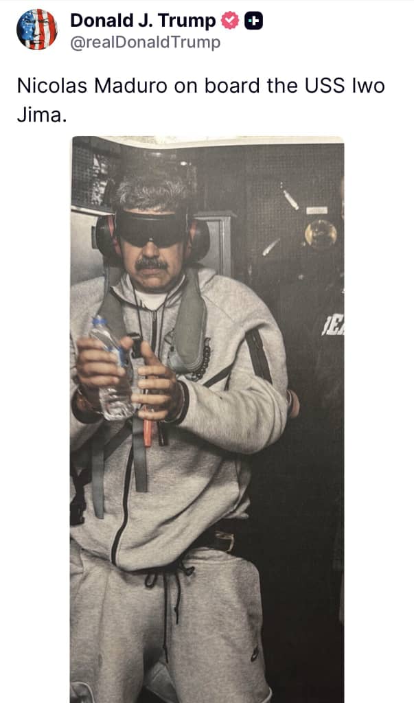 الصورة الوحيدة للرئيس الفنزويلي أثناء اعتقاله