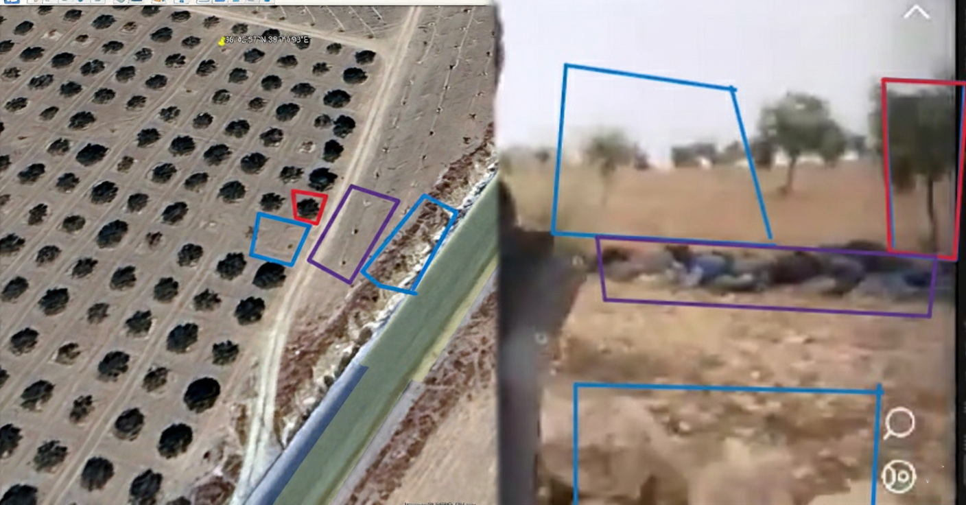 المطابقة البصرية بين لقطة من التسجيل النهاري وصور الأقمار الصناعية