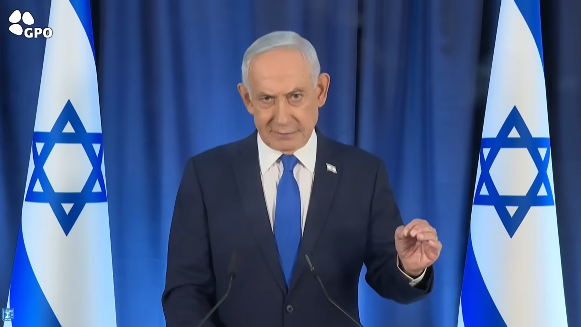 لقطة من الكلمة المصورة لنتنياهو.