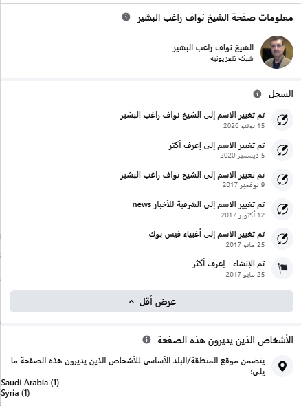 سجل شفافية الصفحة التي نشرت المنشور