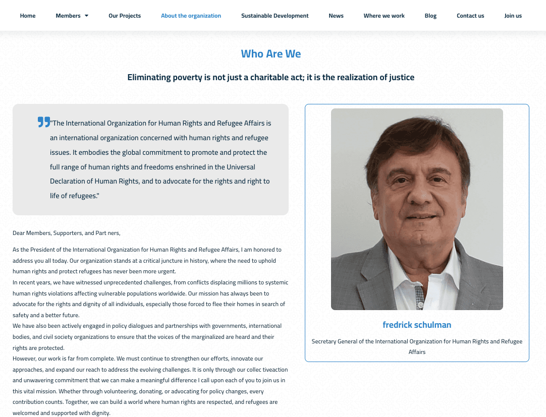 فريدريك شولمان في الموقع الالكتروني للمنظمة كامين عام