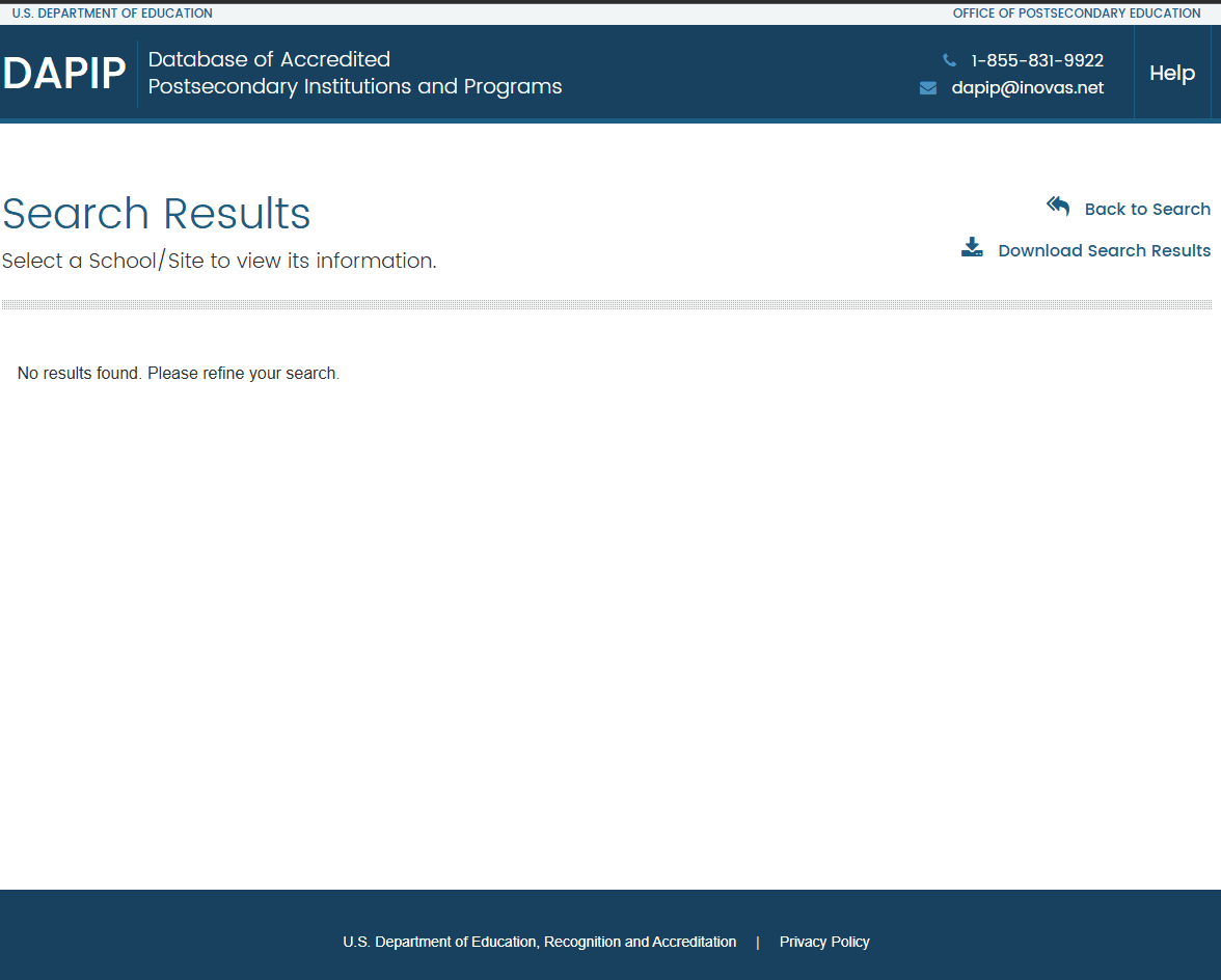 بحث في قادة بيانات وزارة التعليم العالي الاميركية حول الجامعة ما اذا كانت مسجلة ام لا