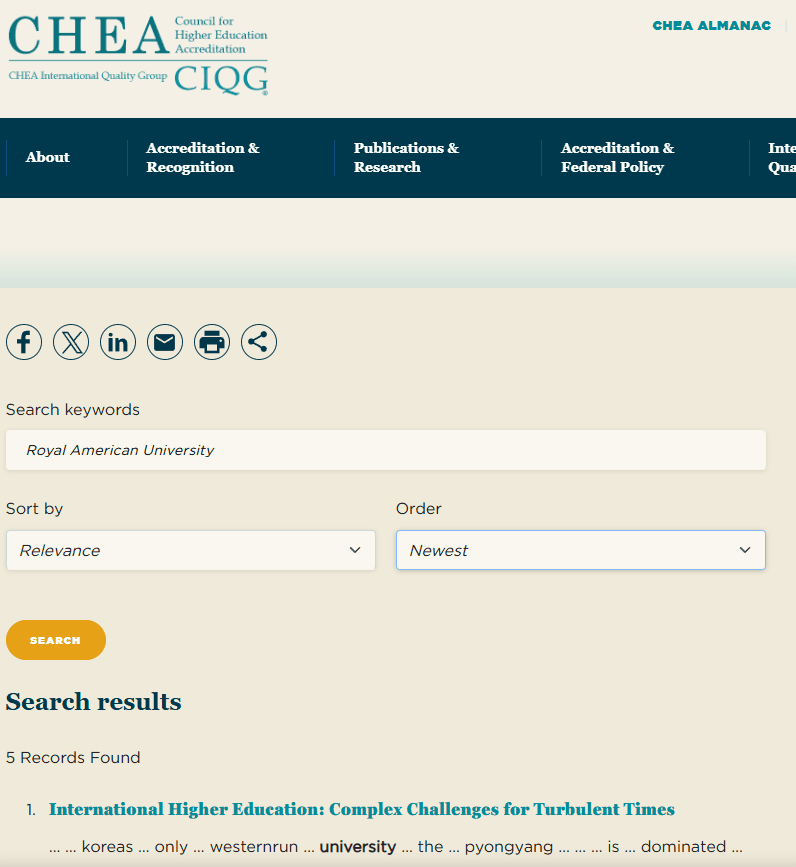 البحث في مجلس اعتماد التعليم العالي حول حالة الجامعة واعتماديتها