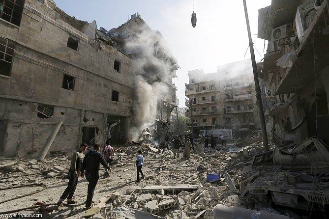 "الميادين" تستخدم صورة من مجزرة قام بها طيران الأسد في خبرٍ اتهمت به "المسلحين" بقصف حلب