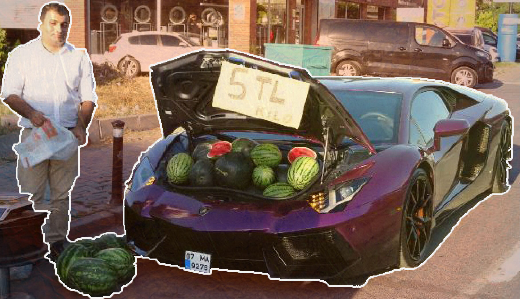 بائع البطيخ بالسيارة الفارهة في إسطنبول ليس عربياً