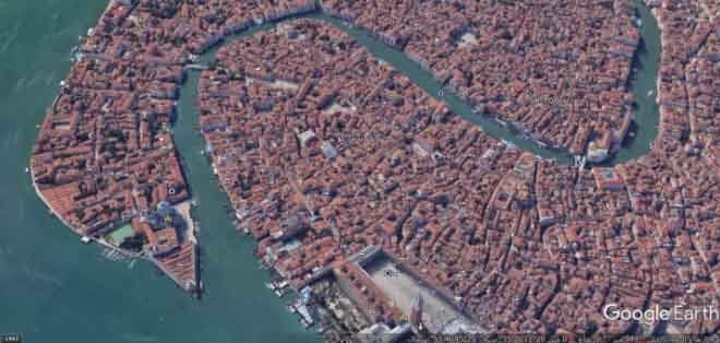 صورة لمدينة البندقية تظهر الجزء الذي تم تعديله | غوغل إيرث