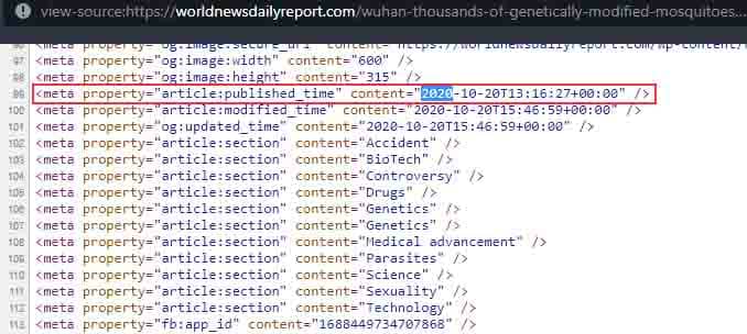 المعلومات تشير إلى تاريخ نشر الخبر الساخر على الموقع المصدر
