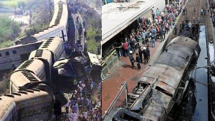 صور ليست من حادثة تصادم قطاري الصعيد في سوهاج