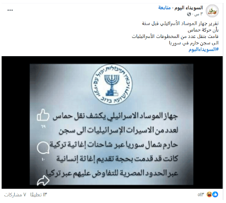 "حماس" لم تنقل أسيرات إسرائيليات إلى سجن حارم في سوريا.